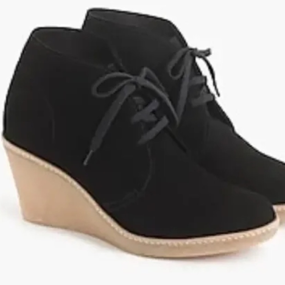NWOT J. Crew MacAllister Black Suede Ankle Chukka Wedge Boots